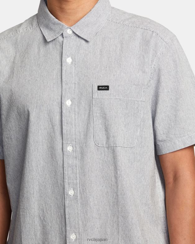 衣類 TP8J1006 ムーディーブルー RVCA 男性 ビジョンストライプ半袖シャツ