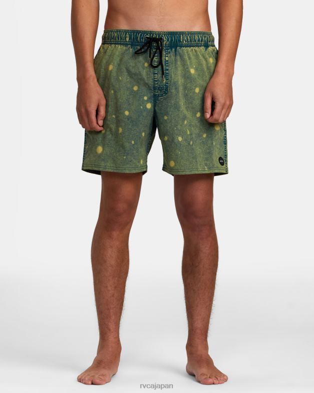 ボトムス TP8J1014 沼地 RVCA ユニセックス マニック タイダイ エラスティック ウエスト ボードショーツ 17