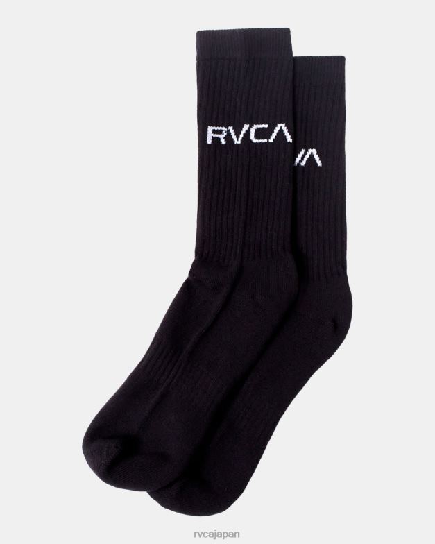 アクセサリー TP8J1043 黒 RVCA ユニセックス ベーシックロゴクルーソックス 2 パック