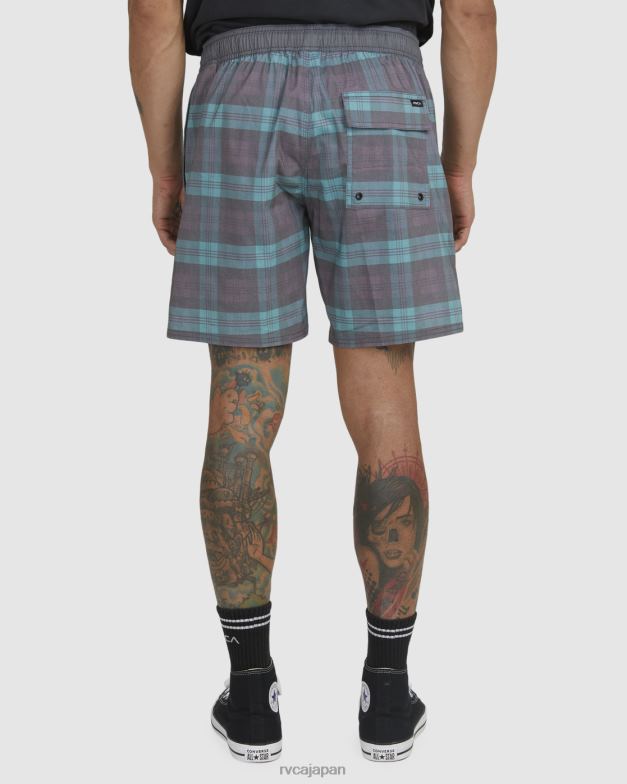 ボトムス TP8J1052 ティール RVCA ユニセックス 反対プリント 伸縮性ウエスト ボードショーツ