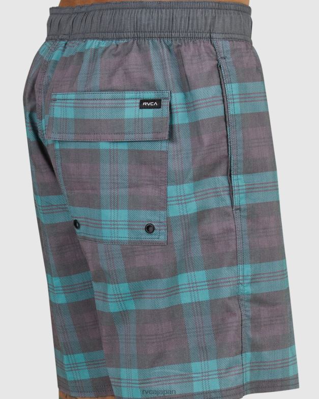 ボトムス TP8J1052 ティール RVCA ユニセックス 反対プリント 伸縮性ウエスト ボードショーツ