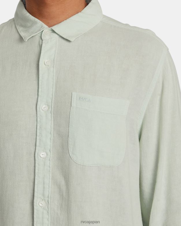衣類 TP8J1059 緑茶 RVCA 男性 PTC ウーブン長袖シャツ