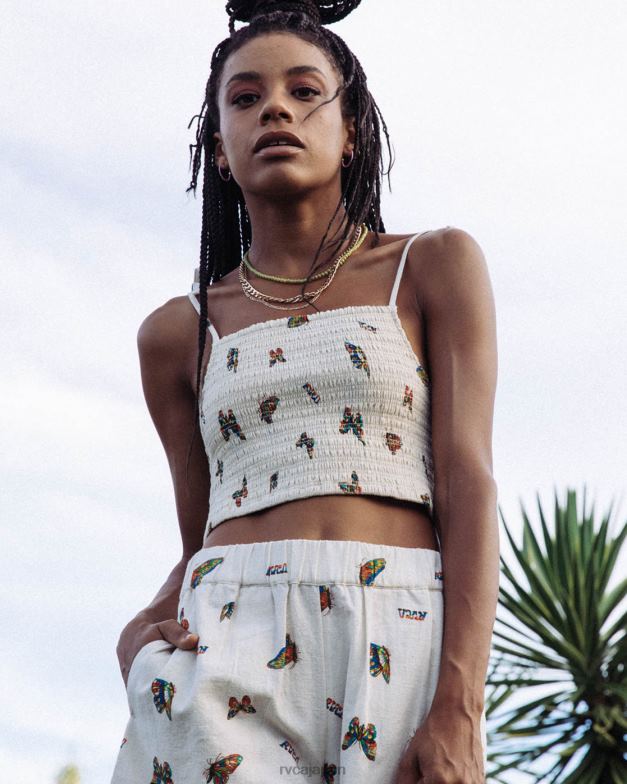 衣類 TP8J1067 自然 RVCA 女性 メル ジー フラッター タイ スモッキング トップ