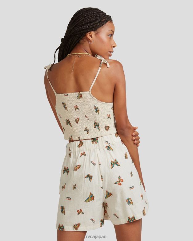 衣類 TP8J1067 自然 RVCA 女性 メル ジー フラッター タイ スモッキング トップ