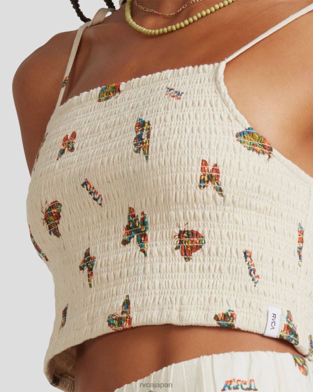 衣類 TP8J1067 自然 RVCA 女性 メル ジー フラッター タイ スモッキング トップ