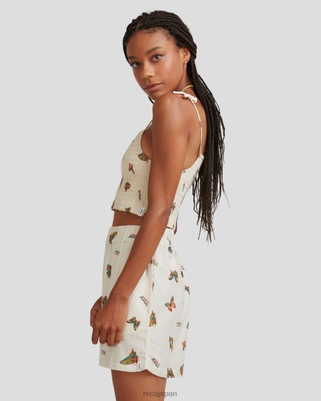 衣類 TP8J1067 自然 RVCA 女性 メル ジー フラッター タイ スモッキング トップ