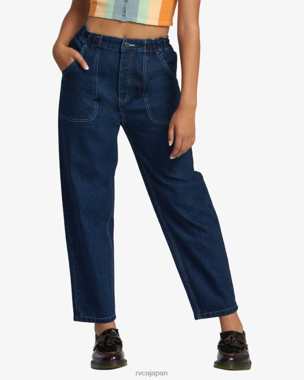衣類 TP8J1086 ダークインディゴ RVCA 女性 シュシュデニムパンツ