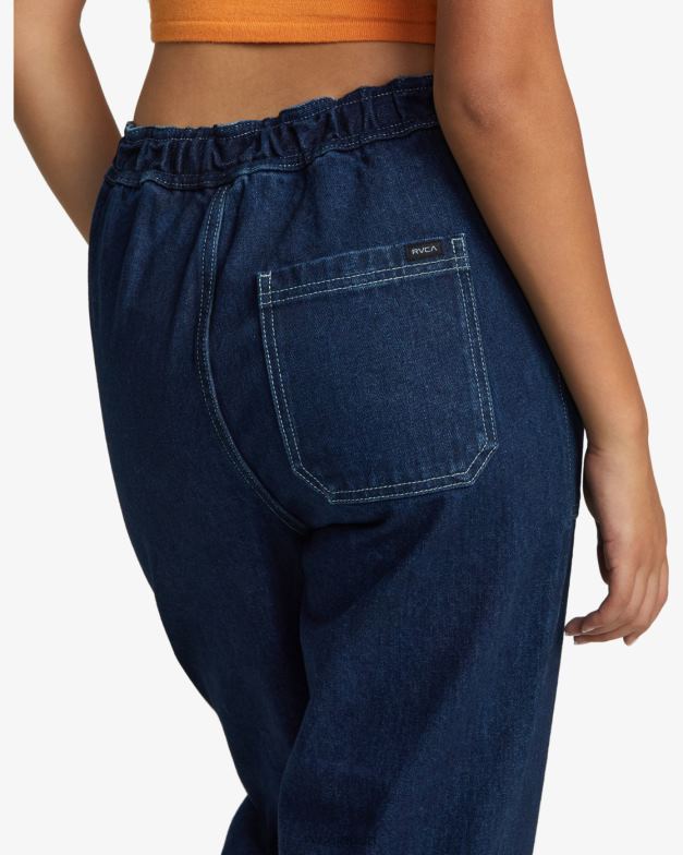 衣類 TP8J1086 ダークインディゴ RVCA 女性 シュシュデニムパンツ