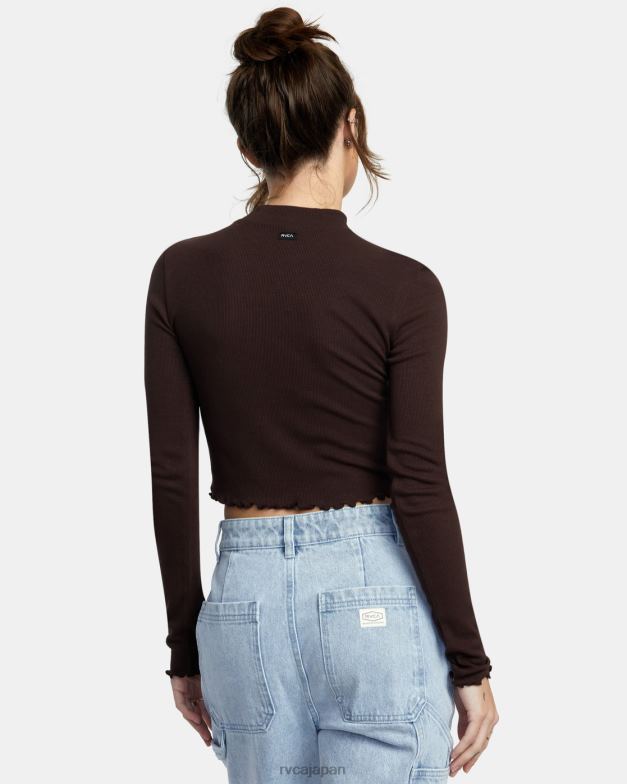 衣類 TP8J1087 ジャワ RVCA 女性 保存された長袖長袖クロップトップ