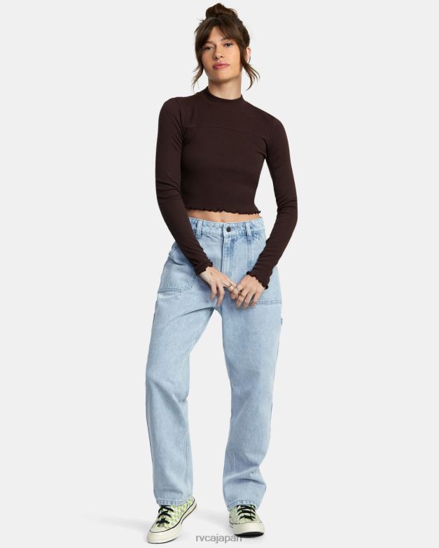 衣類 TP8J1087 ジャワ RVCA 女性 保存された長袖長袖クロップトップ