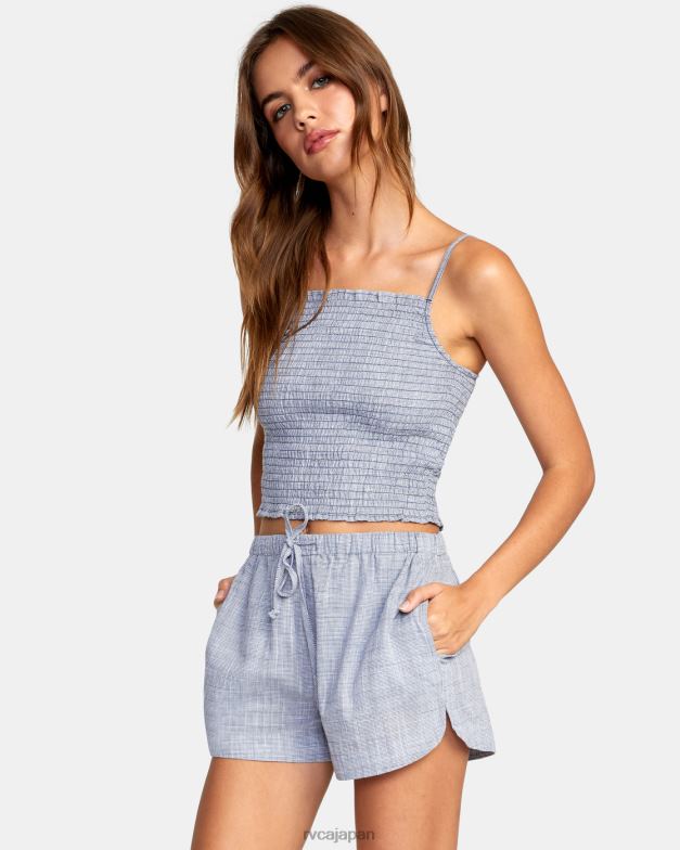 衣類 TP8J1094 ブルーグレー RVCA 女性 千鳥格子新夢ドローコードショーツ