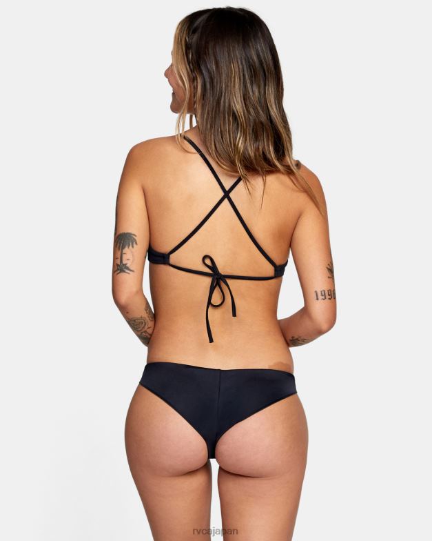 泳ぐ TP8J1097 黒 RVCA 女性 ソリッドクロスバックビキニトップ