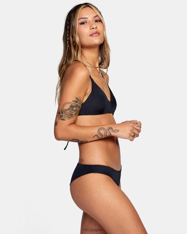 泳ぐ TP8J1097 黒 RVCA 女性 ソリッドクロスバックビキニトップ