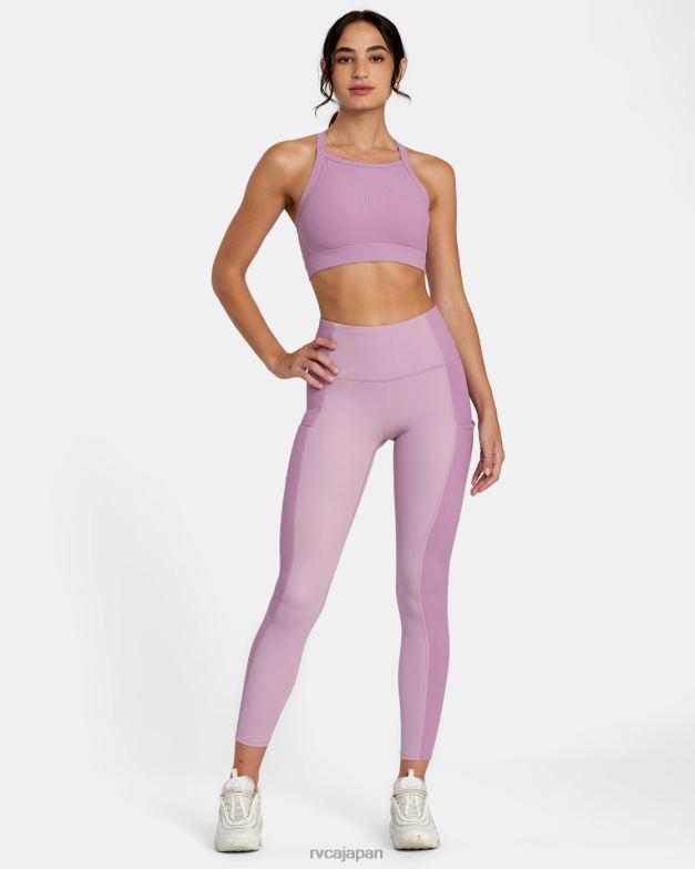 衣類 TP8J1107 ライラック RVCA 女性 VA スポーツ リブブロック テクニカル ハイウエスト レギンス