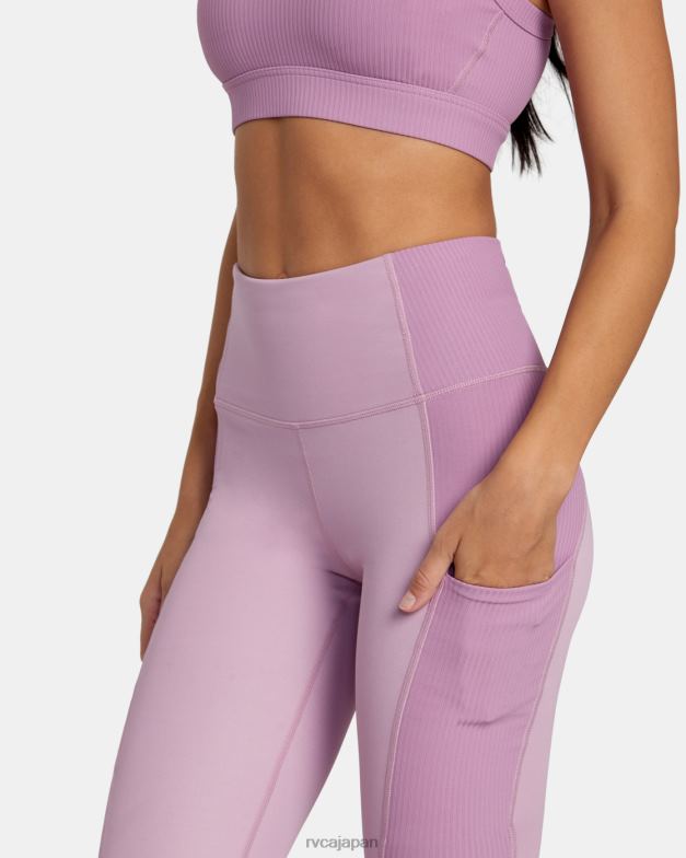 衣類 TP8J1107 ライラック RVCA 女性 VA スポーツ リブブロック テクニカル ハイウエスト レギンス