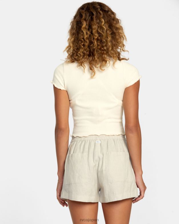 衣類 TP8J1124 チョーク RVCA 女性 リネンソーヤー伸縮性ウエストショーツ
