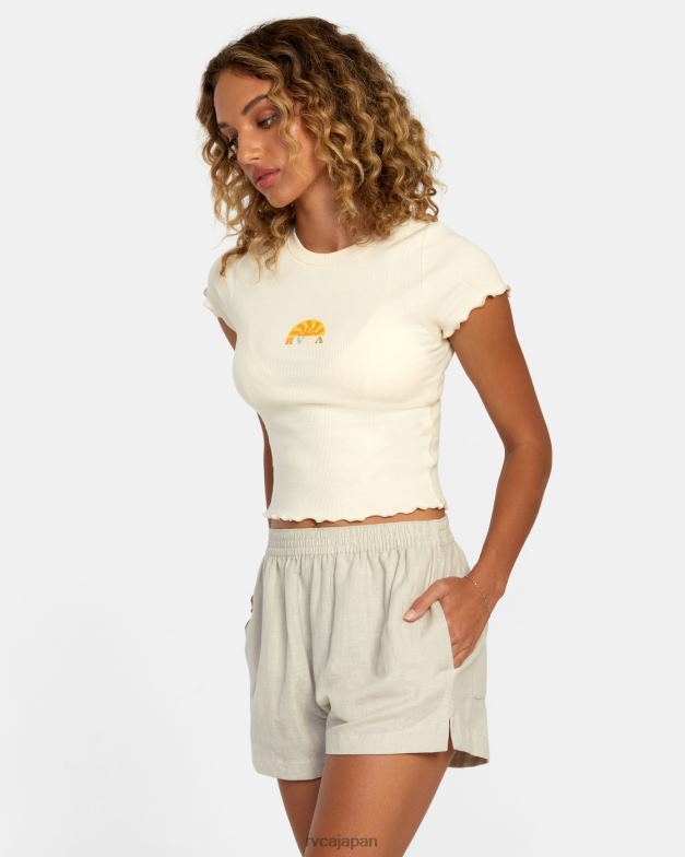 衣類 TP8J1124 チョーク RVCA 女性 リネンソーヤー伸縮性ウエストショーツ