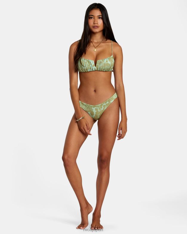 泳ぐ TP8J1139 海の泡 RVCA 女性 細い線シャーリングブラビキニトップ
