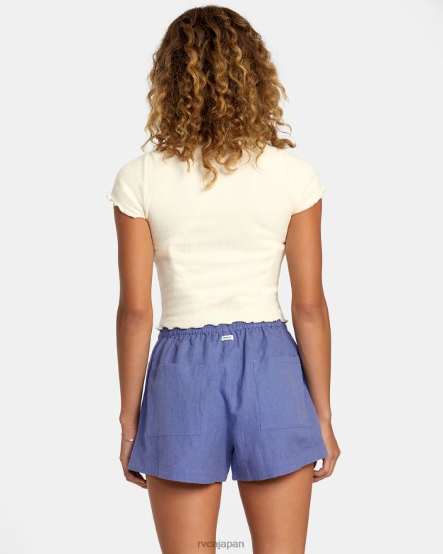衣類 TP8J1145 海岸 RVCA 女性 リネンソーヤー伸縮性ウエストショーツ