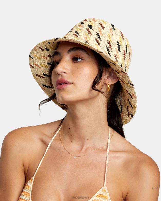 アクセサリー TP8J1148 黄褐色 RVCA 女性 グリーンパチャローマ麦わら帽子