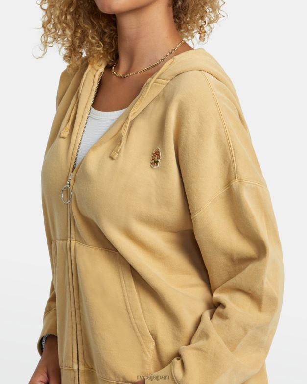 衣類 TP8J1155 ストロー RVCA 女性 菌類 ジップアップパーカー