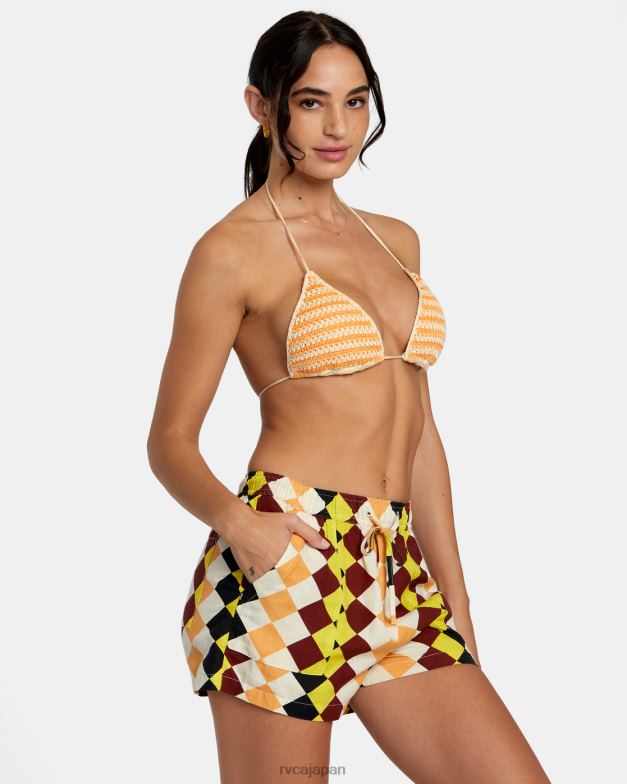 衣類 TP8J1161 マルチ RVCA 女性 グリーンパチャ クスコ エラスティック ショーツ