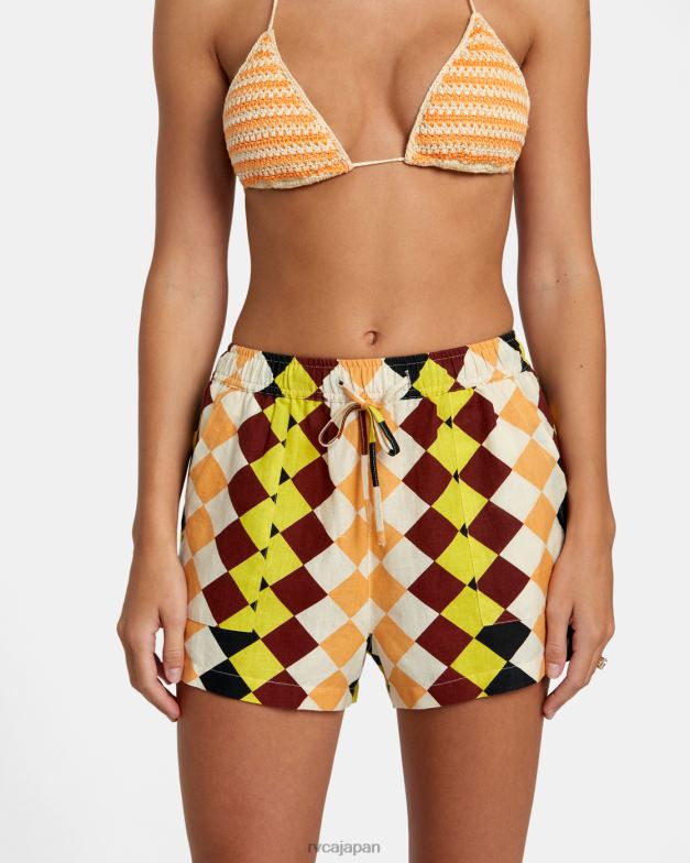 衣類 TP8J1161 マルチ RVCA 女性 グリーンパチャ クスコ エラスティック ショーツ