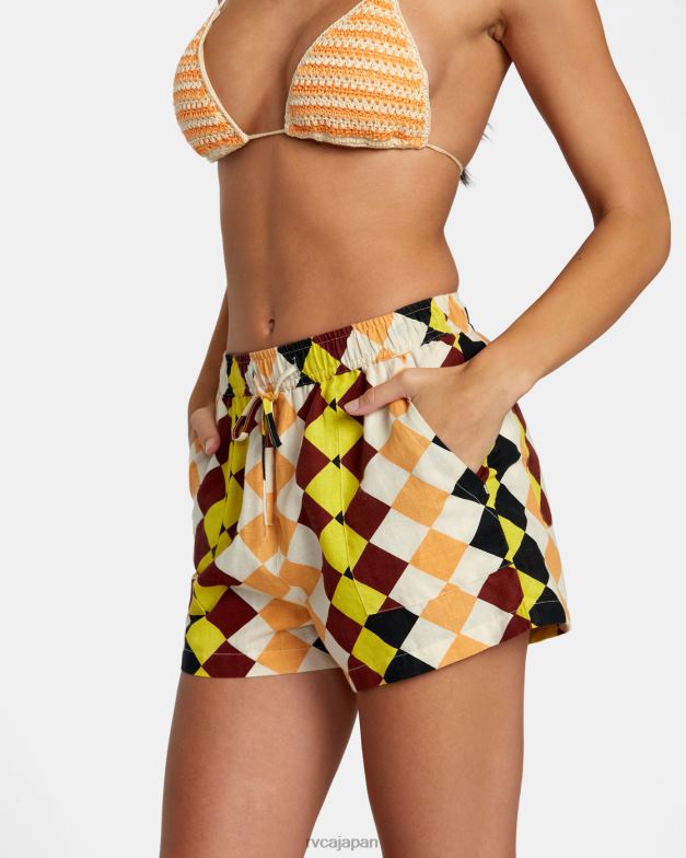 衣類 TP8J1161 マルチ RVCA 女性 グリーンパチャ クスコ エラスティック ショーツ