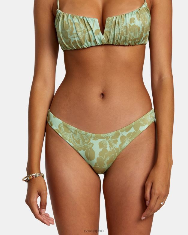 泳ぐ TP8J1171 海の泡 RVCA 女性 細い線がきらめく生意気なビキニボトム