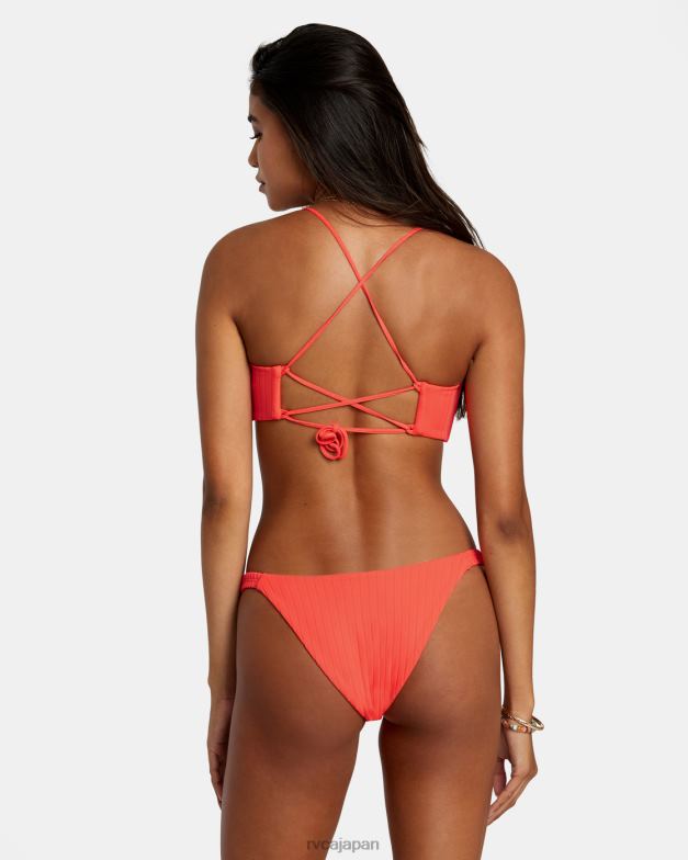 泳ぐ TP8J1176 ネオンレッド RVCA 女性 ソリッドストリーク ミディアムビキニボトムス