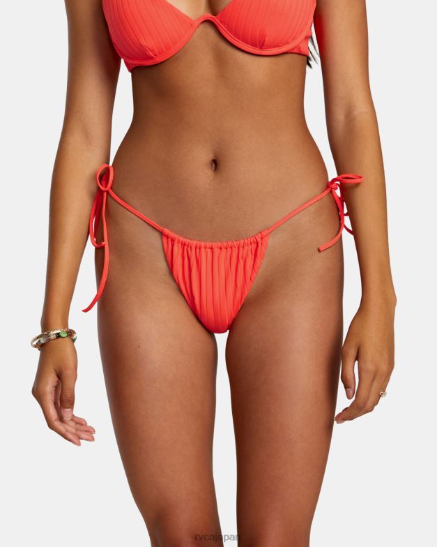 泳ぐ TP8J1230 ネオンレッド RVCA 女性 ソリッドストリーク露出度の高いビキニボトムス