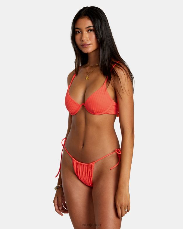 泳ぐ TP8J1230 ネオンレッド RVCA 女性 ソリッドストリーク露出度の高いビキニボトムス