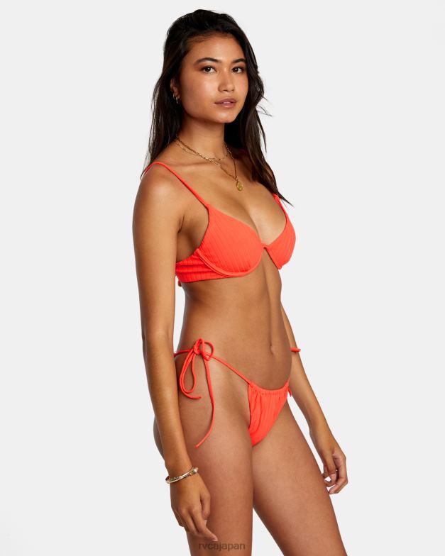 泳ぐ TP8J1230 ネオンレッド RVCA 女性 ソリッドストリーク露出度の高いビキニボトムス