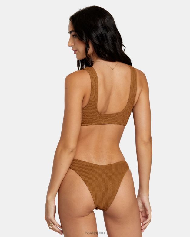 泳ぐ TP8J1252 シエナ RVCA 女性 溝テクスチャーハイレグビキニボトムス