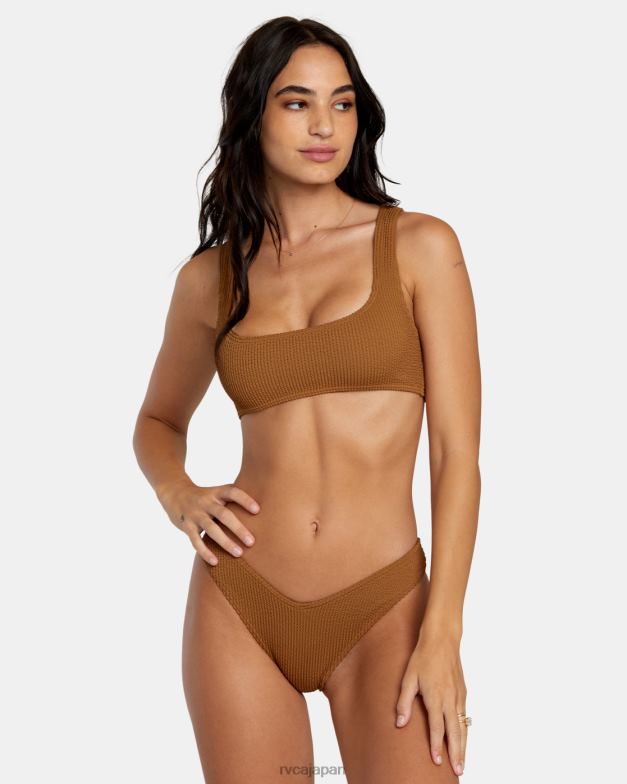 泳ぐ TP8J1252 シエナ RVCA 女性 溝テクスチャーハイレグビキニボトムス