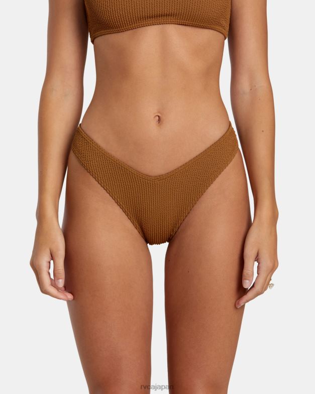 泳ぐ TP8J1252 シエナ RVCA 女性 溝テクスチャーハイレグビキニボトムス