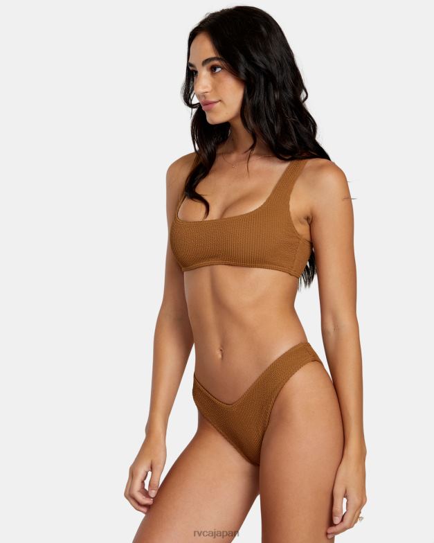 泳ぐ TP8J1252 シエナ RVCA 女性 溝テクスチャーハイレグビキニボトムス