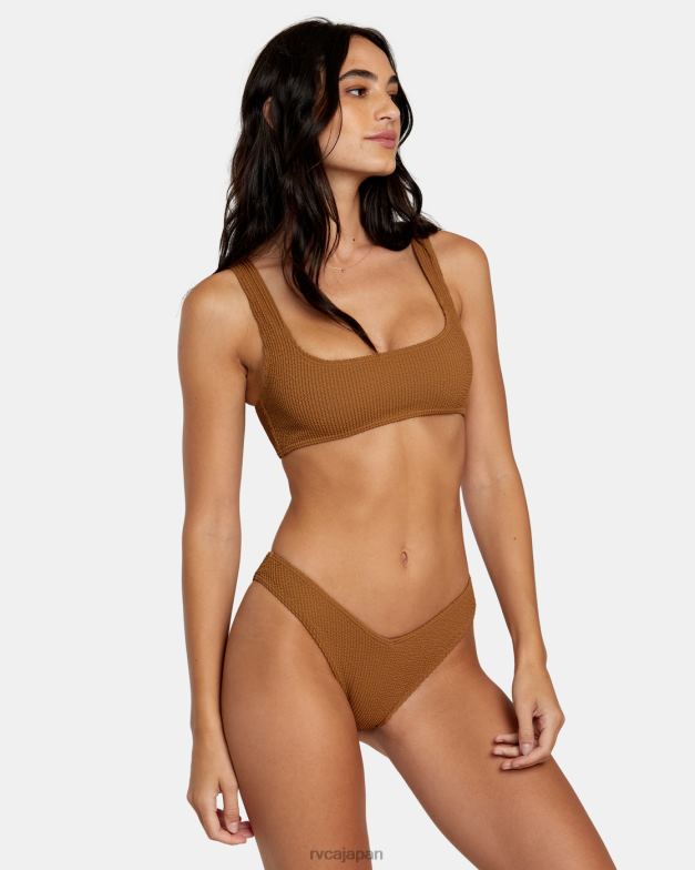 泳ぐ TP8J1252 シエナ RVCA 女性 溝テクスチャーハイレグビキニボトムス