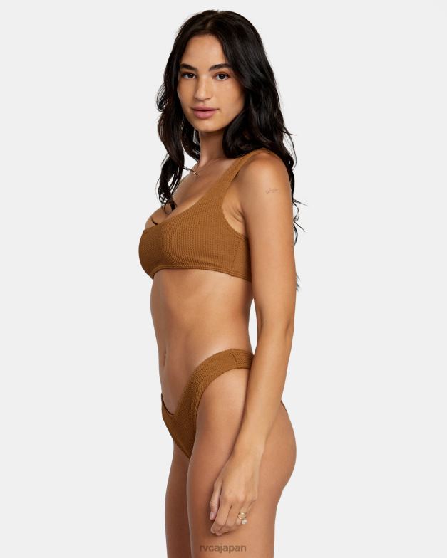 泳ぐ TP8J1254 シエナ RVCA 女性 溝テクスチャーブラレットビキニトップ