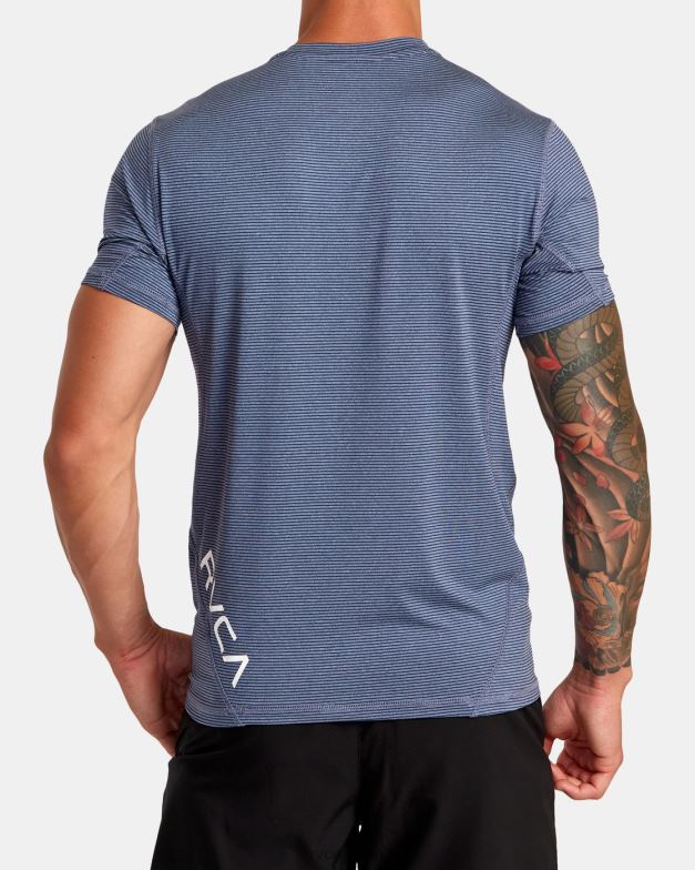 衣類 TP8J125 アーミーブルー RVCA 男性 スポーツベントストライプテクニカルショートスリーブトップ