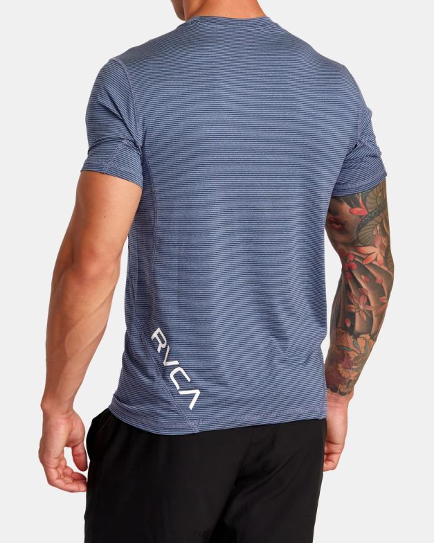 衣類 TP8J125 アーミーブルー RVCA 男性 スポーツベントストライプテクニカルショートスリーブトップ