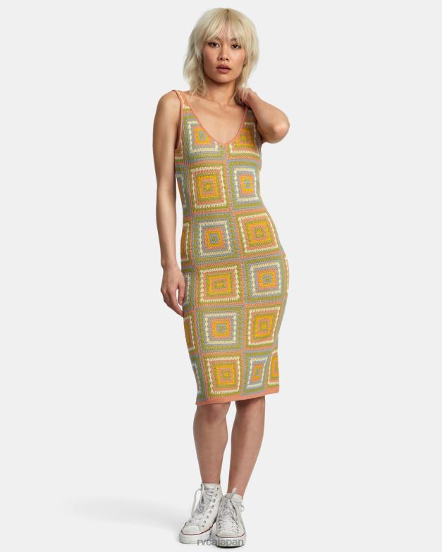 衣類 TP8J1260 グアバ RVCA 女性 スクエアかぎ針編みドレス