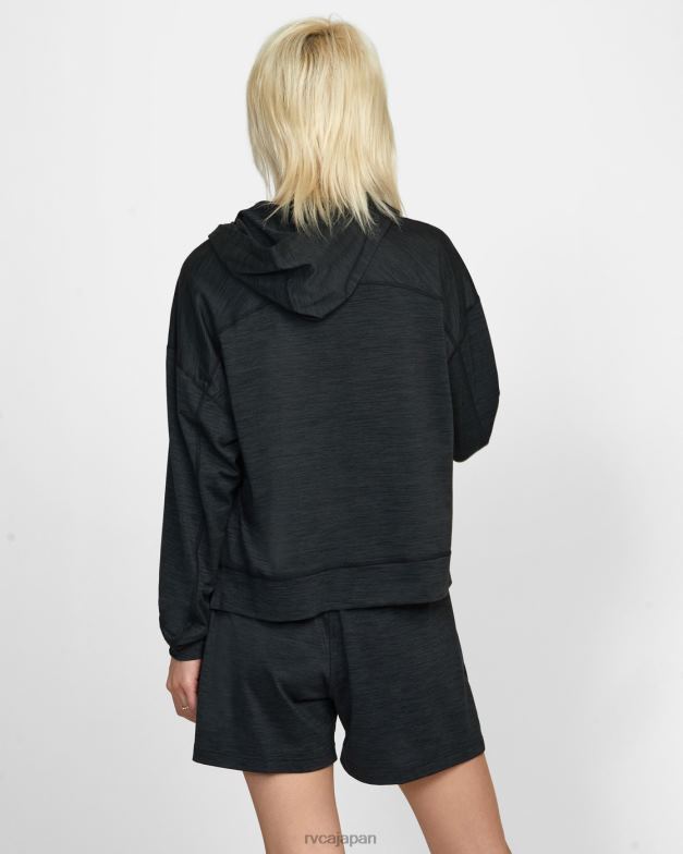 衣類 TP8J1264 黒 RVCA 女性 c-able クロップド ワークアウト パーカー