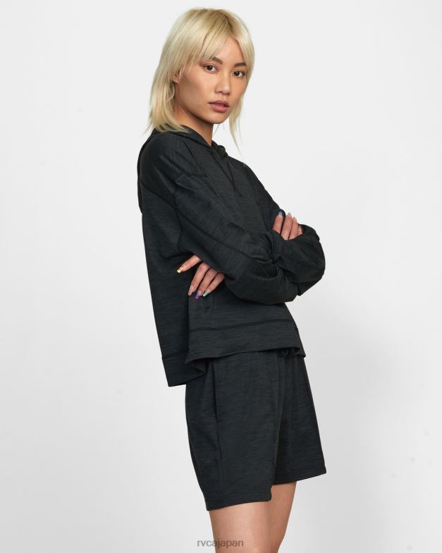 衣類 TP8J1264 黒 RVCA 女性 c-able クロップド ワークアウト パーカー