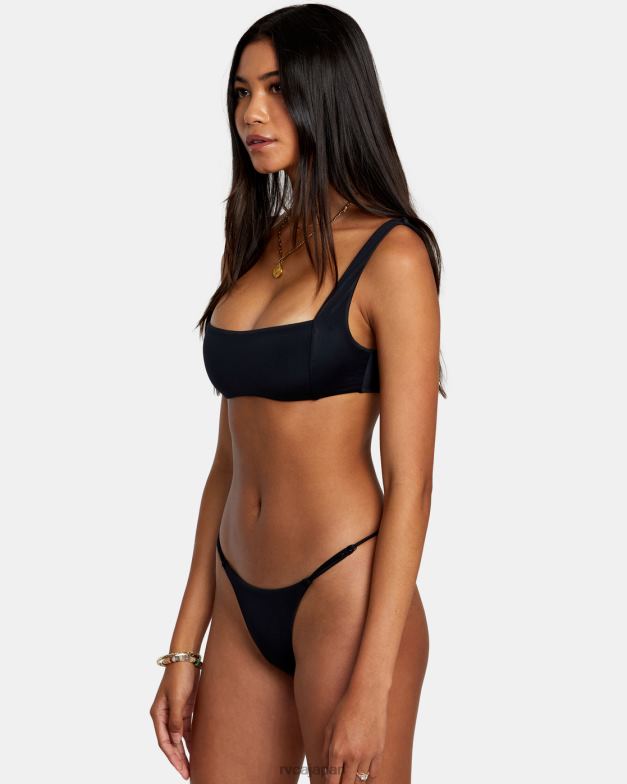 泳ぐ TP8J1296 黒 RVCA 女性 ソリッドスクエアブラレットビキニトップ