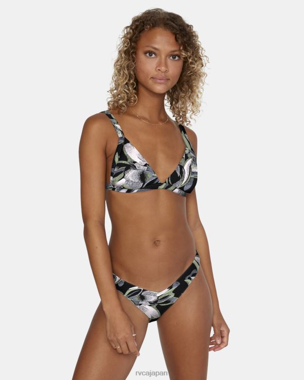 泳ぐ TP8J1331 本当の黒 RVCA 女性 ピクシーハイトライアングルスライダーストラップビキニトップ