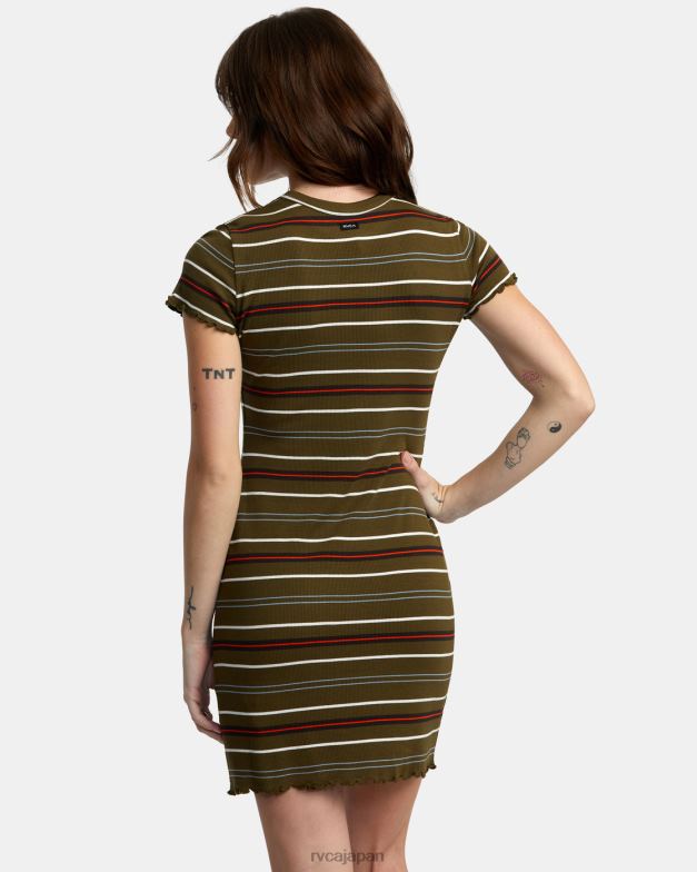 衣類 TP8J1341 ダークオリーブ RVCA 女性 ローバー リブニットドレス