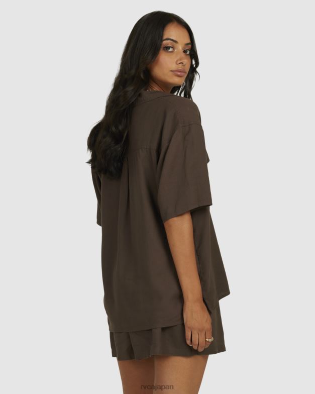 衣類 TP8J1343 コーヒー RVCA 女性 カフェイン入りオーバーシャ​​ツ