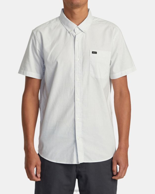 衣類 TP8J134 白 RVCA 男性 それはマイクロストライプ半袖シャツです