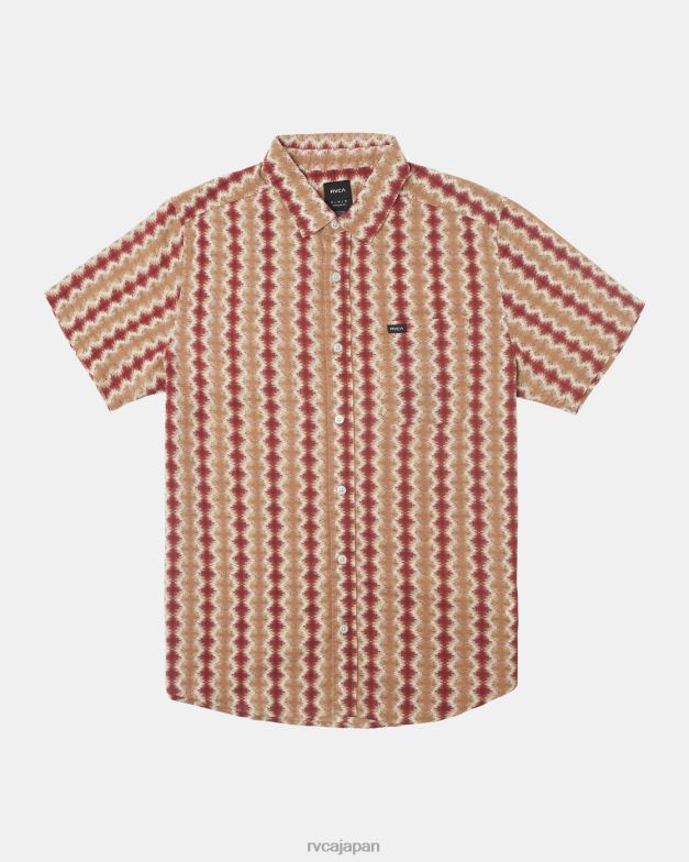 衣類 TP8J136 辰砂 RVCA 男性 しまガーゼ​​半袖シャツ